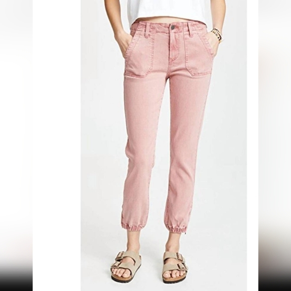 Paige Modal Cotton Blend Mayslie Stretch Lightweight Hem Zip Jean Joggers NWOT - Picture 1 of 16